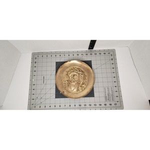 BEAUTIFUL Solid Brass JESUS with CROWN OF THORNS Plaque / Plate